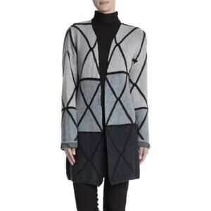 Joseph Open Front Cardigan Sweater Long Sleeve geometric design large NEW